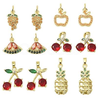 2Pcs Brass Micro Pave Cubic Zirconia Pendants KK-YW0003-22-1