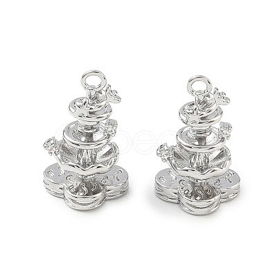 Brass Micro Pave Clear Cubic Zirconia Pendants KK-K351-68P-1