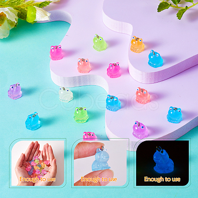 35Pcs 7 Colors Transparent Resin Pendants Colorful Fluorescent Little Frog Pendant Creative Jewelry Accessories JX855A-1