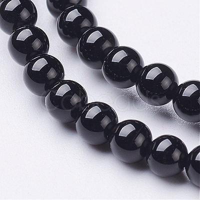 Natural Black Onyx Round Beads Strands GSR4mmC097-1