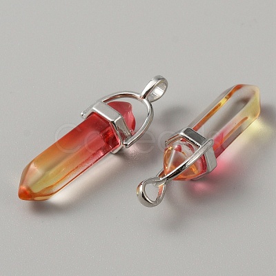 Glass Double Terminal Pointed Pendants G-WH0016-41C-1