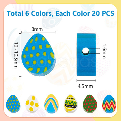 PandaHall Elite 120Pcs 6 Colors Easter Themed Handmade Polymer Clay Beads CLAY-PH0001-92-1