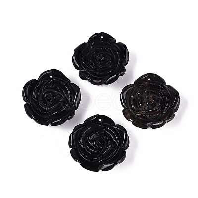 Natural Obsidian Carved Pendants G-Q601-39-1