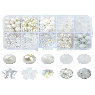 200Pcs 10 Styles Transparent & Baking Paint Glass Beads GLAA-YW0003-55-1