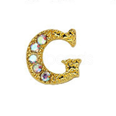 Alloy Gold Rhinetone Letters Nail Stud Cabochons MRMJ-S047-023G-1