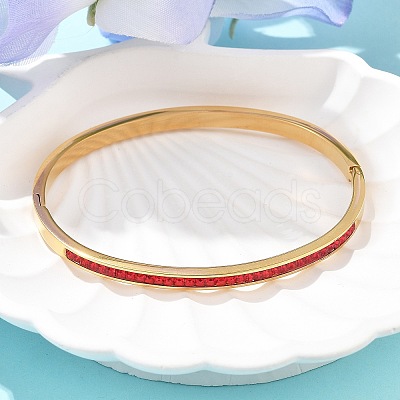 304 Stainless Steel Rhinestone Bangles for Women BJEW-Z092-06G-1