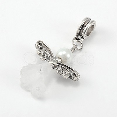 Lovely Wedding Dress Angel Alloy European Dangle  Large Hole Pendants PALLOY-JF00004-06-1