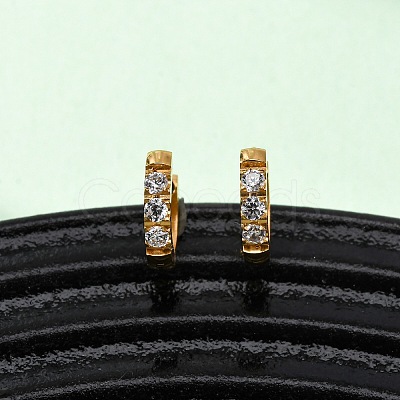 304 Stainless Steel Clear Cubic Zirconia Hoop Earrings EJEW-D331-18A-G-1