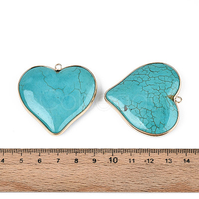 Dyed Synthetic Turquoise Heart Pendants TURQ-T004-30A-1