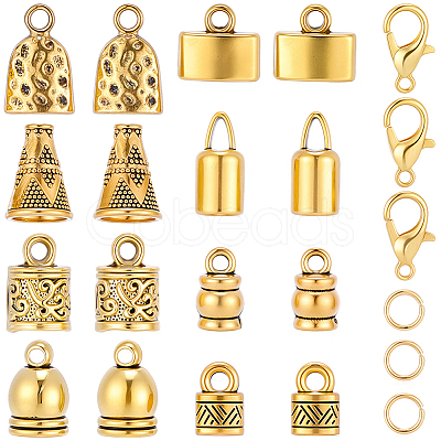 80Pcs 8 Styles Tibetan Style Alloy Cord Ends FIND-SC0022-17-1