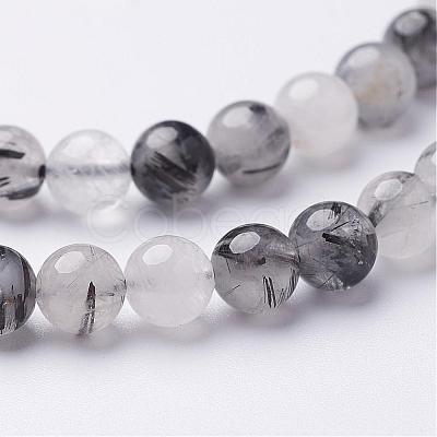 Natural Black Rutilated Quartz Beads Strands G-D295-6mm-1