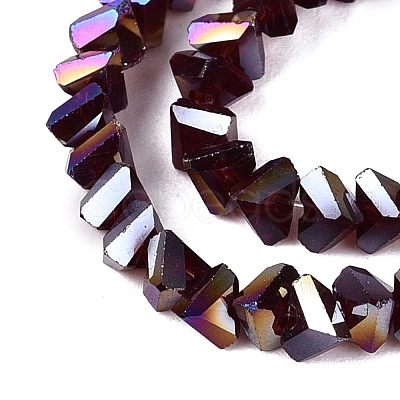 Electroplate Transparent Glass Beads Strands EGLA-Q139-01A-A28-1