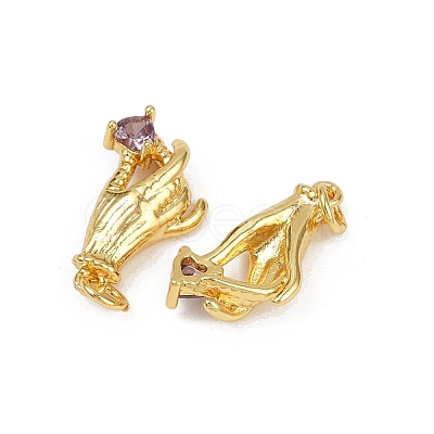 Brass Micro Pave Cubic Zirconia Pendants KK-C093-01B-G-1