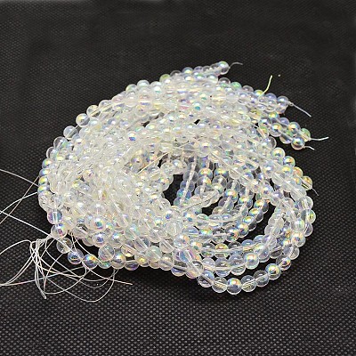 Imitate Austrian Crystal Electroplate Glass Round Bead Strands GLAA-F030-4mm-B01-1