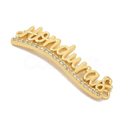 Brass Clear Cubic Zirconia Word Honduras Connector Charms KK-K293-40G-02-1