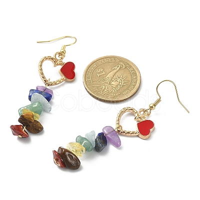 2 Pair 2 Color Natural Mixed Gemstone Chips Dangle Earrings EJEW-JE05344-1