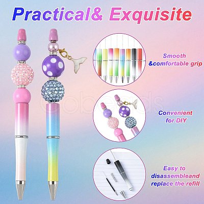 10Pcs ABS Plastic & Iron Ball-Point Pen AJEW-FS0001-41F-1