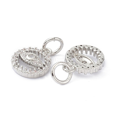 Brass Cubic Zirconia Charms ZIRC-C022-11P-1