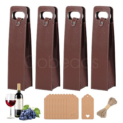 4Pcs PU Leather Single Wine Bottle Tote Carrier Bags CON-CA0001-028A-1