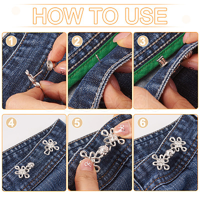 6Pcs 6 Styles Chinese Knot Alloy Adjustable Jean Button Pins FIND-TA0010-52-1
