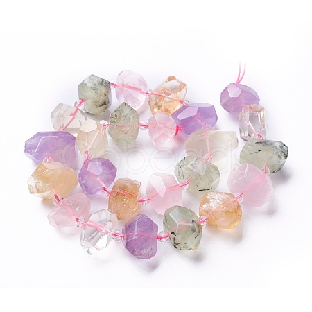 Natural Quartz & Peridot Beads Strands G-P434-12-1