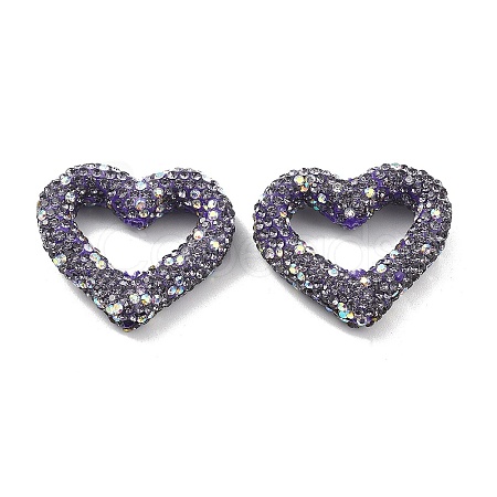Heart Shape Polymer Clay Rhinestone Beads CLAY-NH0001-09B-03-1
