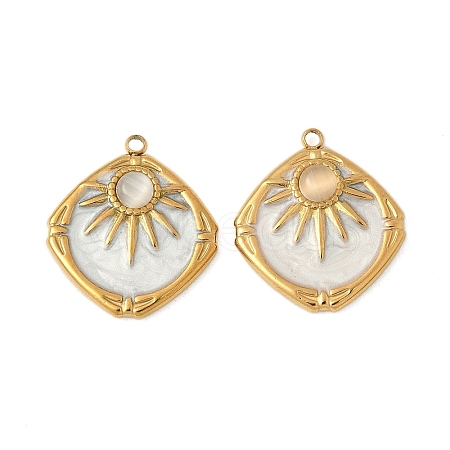 304 Stainless Steel Cat Eye Pendants STAS-V015-46G-1