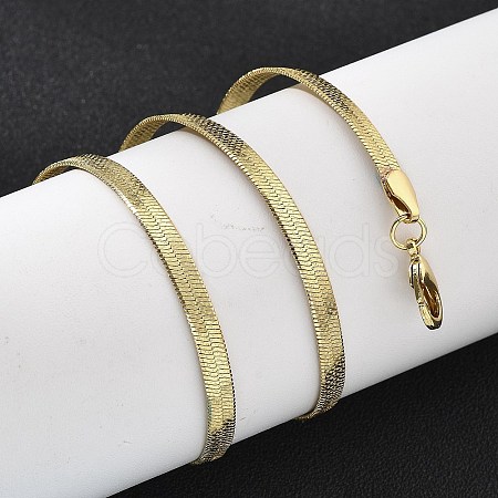 Brass Flat Snake Chain Necklaces for Women NJEW-U035-05G-1
