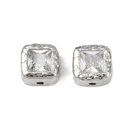 Brass Clear Cubic Zirconia Beads KK-D375-36P-1