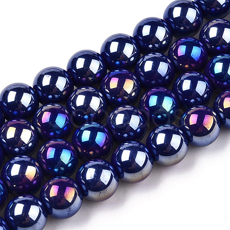 Electroplate Opaque Glass Beads Strands GLAA-T032-P8mm-AB03-1
