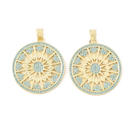 Brass Micro Pave Sky Blue Cubic Zirconia Pendants CU-CBA9CBD-14G-1