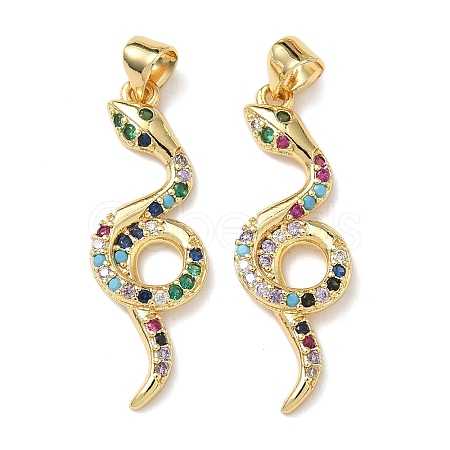 Brass Micro Pave Cubic Zirconia Pendants KK-L243-29G-14-1