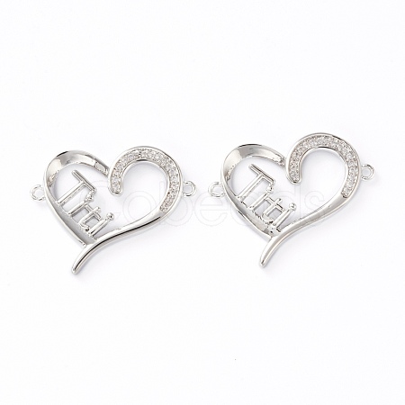Brass Micro Pave Clear Cubic Zirconia Links ZIRC-J039-09P-1