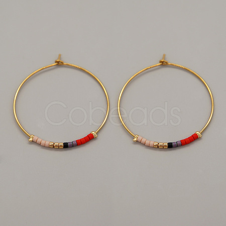 Bohemian Handmade Glass Seed Beads Hoop Earrings AM1646-8-1