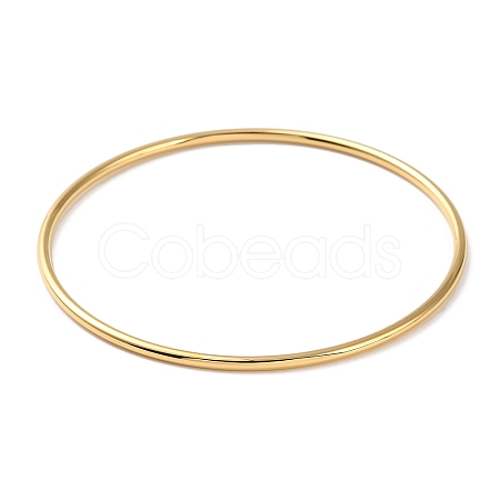 Ion Plating(IP) 304 Stainless Steel Simple Plain Bangle for Women High Polished BJEW-F461-01I-G-1