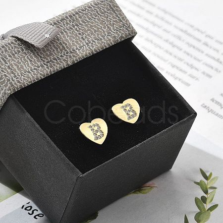 Rack Plating Brass Micro Pave Clear Cubic Zirconia Stud Earrings EJEW-K299-01G-B-1