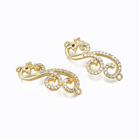 5Pcs Brass Micro Pave Cubic Zirconia Links Connectors ZIRC-SZ0002-34-1
