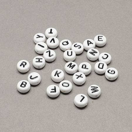 White and Black Acrylic Horizontal Hole Letter Beads SACR-Q101-01-1