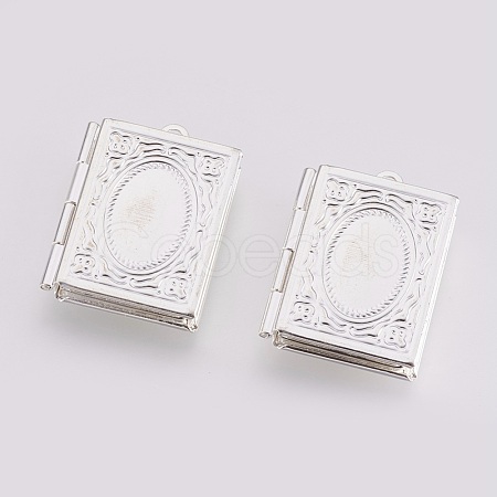 Brass Photo Locket Pendants KK-P149-01S-1