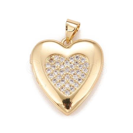 Brass Micro Pave Cubic Zirconia Locket Pendants KK-A161-47G-1
