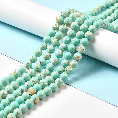 Synthetic Turquoise and Sea Shell Assembled Beads Strands G-D482-01E-08-1