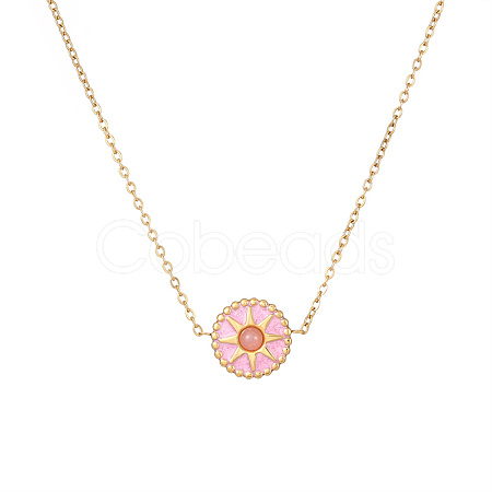 Stylish 304 Stainless Steel Gold-Plated Cat Eye Necklace and Bracelet UJ8969-4-1