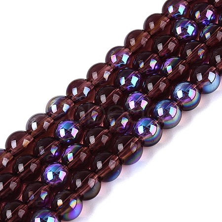 Transparent Electroplate Glass Beads Strands EGLA-Q132-6MM-01A-09-1