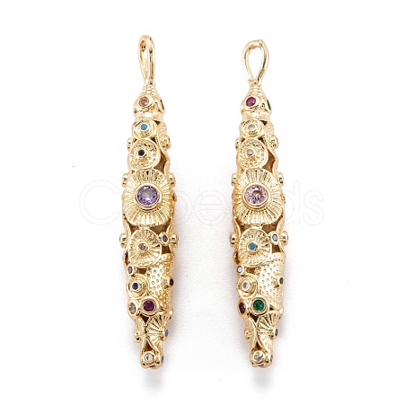 Real 18K Gold Plated Brass Micro Pave Cubic Zirconia Pendants ZIRC-M114-54G-1