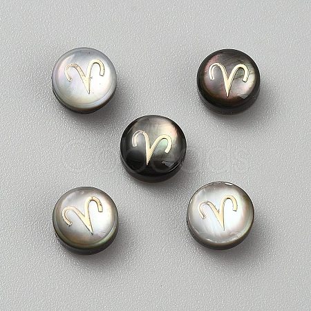 Natural Black Lip Shell Gold Enamel Beads SSHEL-WH0007-01A-1