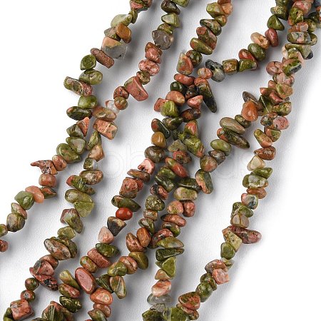 Natural Unakite Beads Strands G-G0003-B13-1