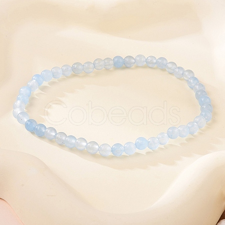 4mm Round Natural Dyed Aquamarine Beads Bracelet for Men KG3069-23-1