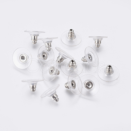Brass Bullet Clutch Bullet Clutch Earring Backs with Pad KK-C3213-P-1