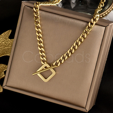Rhombus Toggle 304 Stainless Steel Pendant Necklaces for Women FS-WG6DB9B-01-1