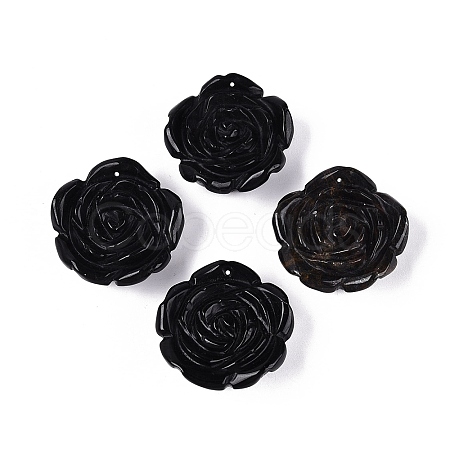 Natural Obsidian Carved Pendants G-Q601-39-1